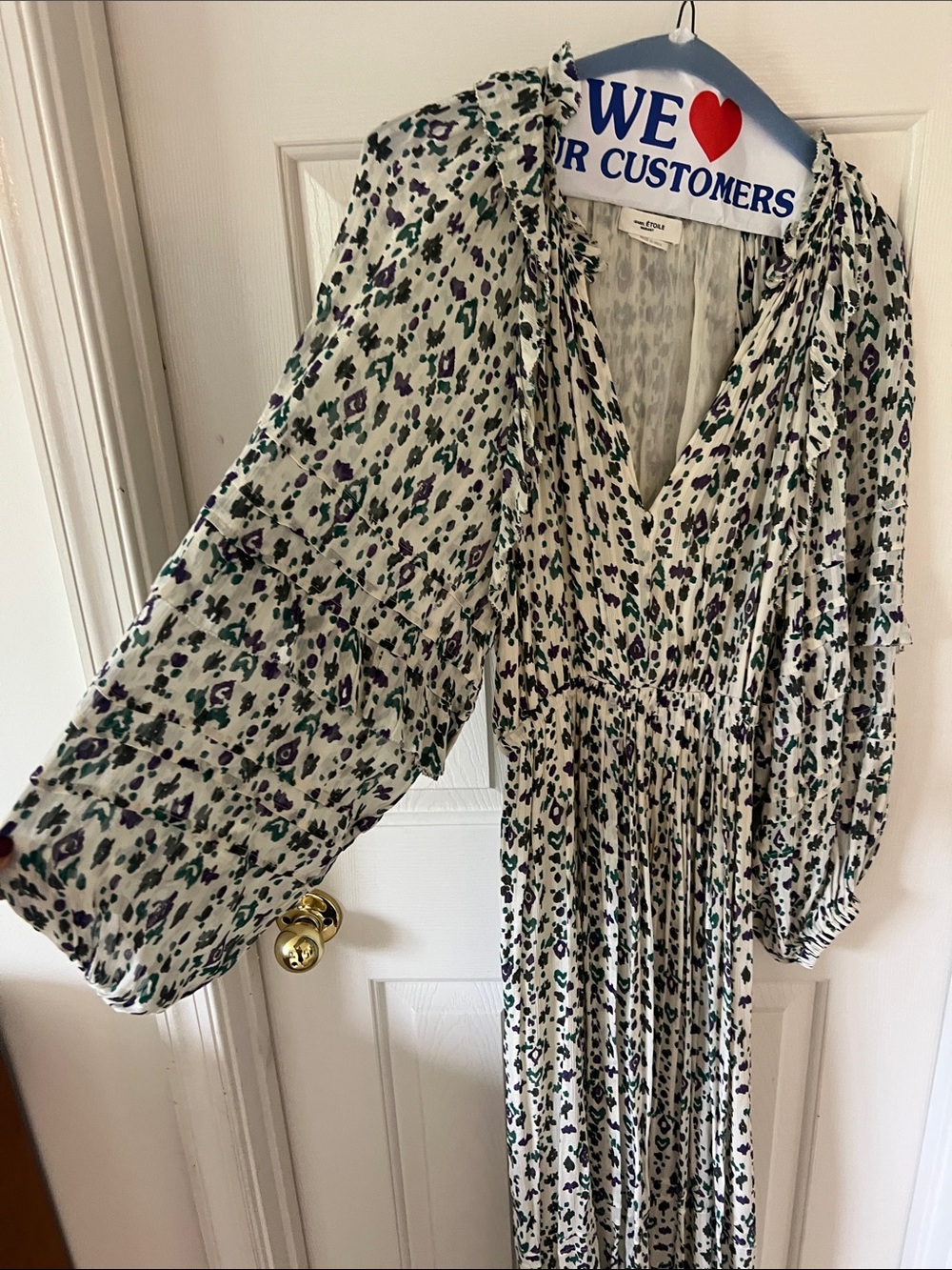 Isabel Marant Cream Maxi Dress with Green and Purple Floral Print - Picture 8 of 9